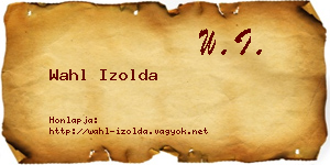 Wahl Izolda névjegykártya
